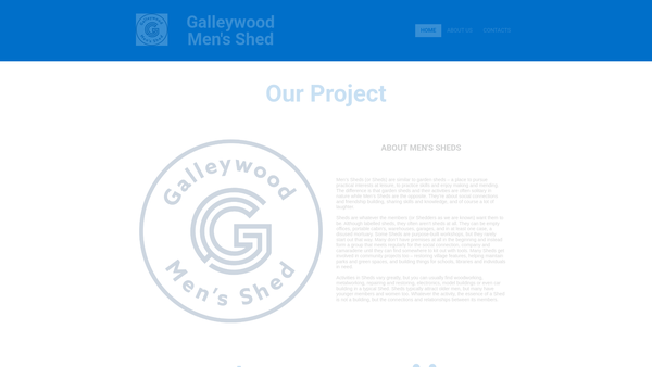 Screenshot of the Galleywood Men's Shed website