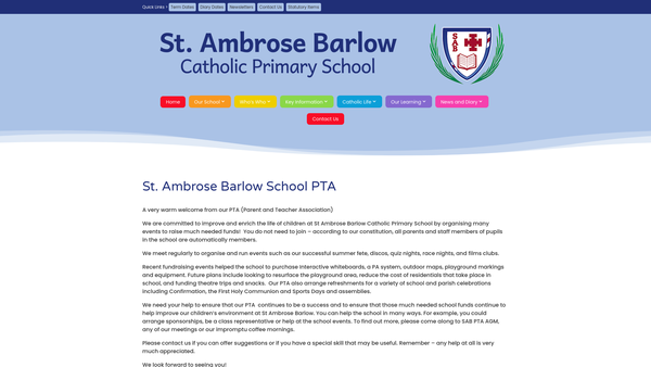 Screenshot of the St Ambrose Barlow PTA website