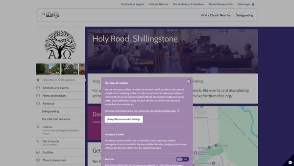 Screenshot of the Shillingstone Parochial Church Council website