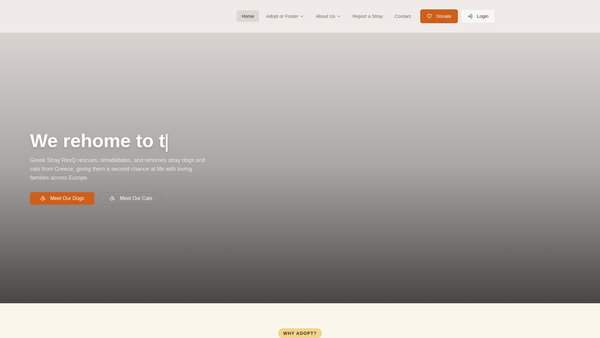 Screenshot of the Greek Stray Res.q And Support website