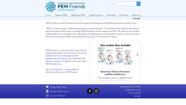 Screenshot of the Pem Friends website