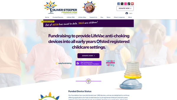 Screenshot of the The Oliver Steeper Foundation website