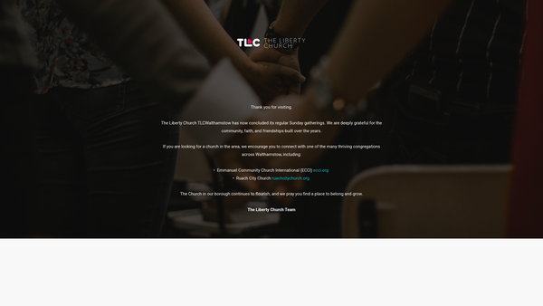 Screenshot of the The Liberty Church Essex website