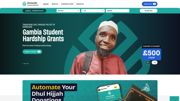 Screenshot of the Amanah Global Relief website