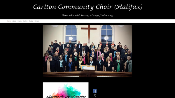 Screenshot of the Carlton Community Choir (Halifax) website