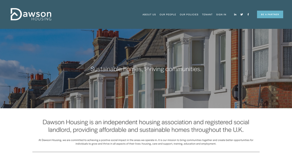 Screenshot of the Dawson Housing Charitable Trust website