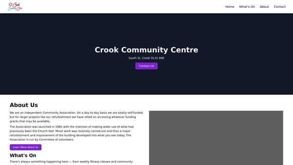 Screenshot of the Crook Community Association website
