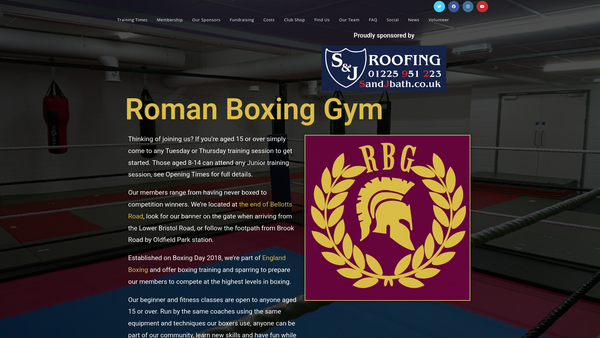 Screenshot of the Roman Boxing (Bath) website
