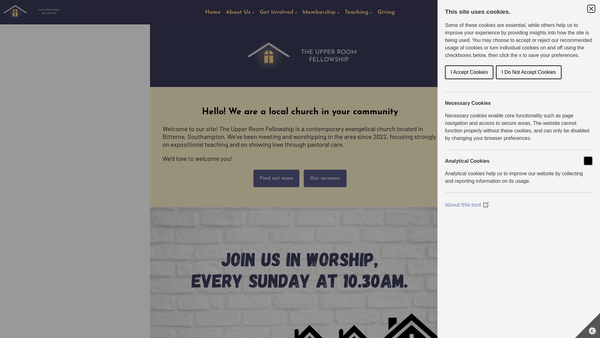 Screenshot of the The Upper Room Fellowship (Southampton) website