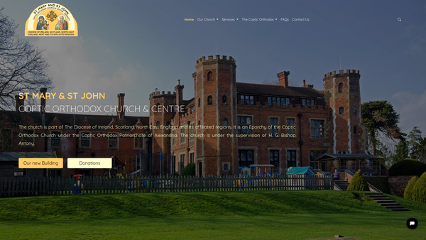 Screenshot of the St Mary and St John Coptic Orthodox Church and Centre website