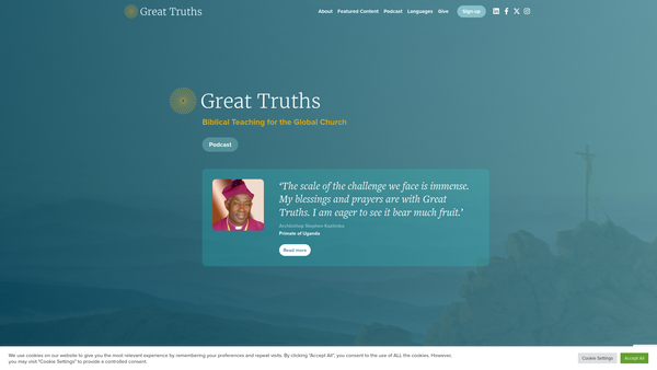 Screenshot of the Great Truths Trust website