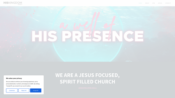 Screenshot of the His Kingdom Church website