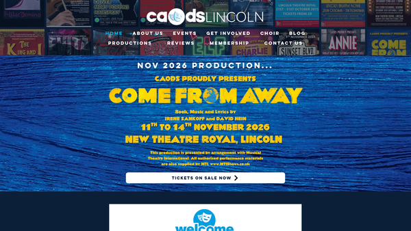 Screenshot of the The County Amateur Operatic And Dramatic Society (Lincoln) website