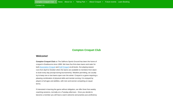 Screenshot of the Compton Croquet Club website