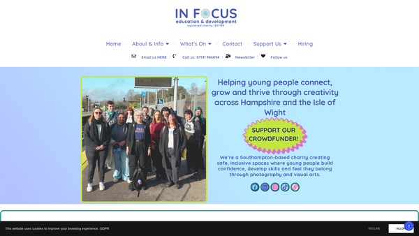 Screenshot of the In Focus Education And Development website