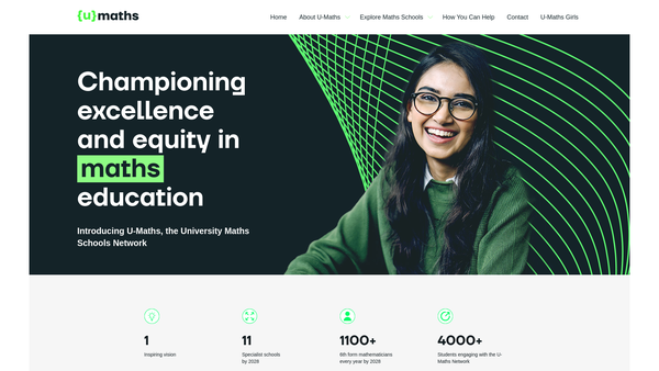 Screenshot of the The University Maths Schools Network website