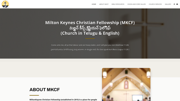 Screenshot of the Milton Keynes Christian Fellowship website