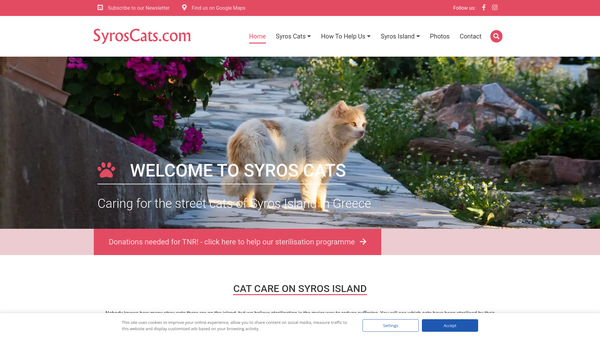 Screenshot of the Syros Cats UK website