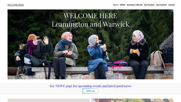 Screenshot of the Welcome Here Leamington And Warwick website