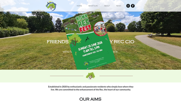 Screenshot of the Friends Of Hawkenbury Rec CIO website