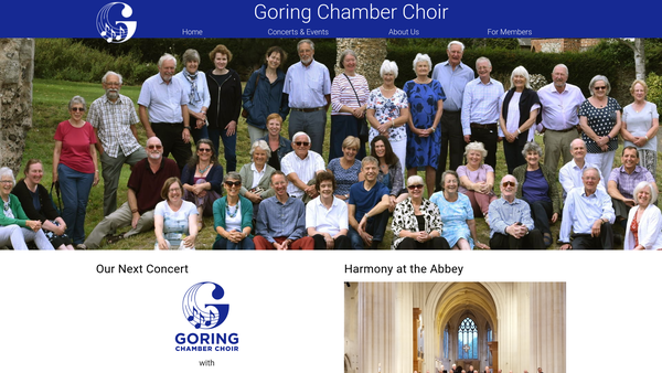 Screenshot of the Goring Chamber Choir CIO website