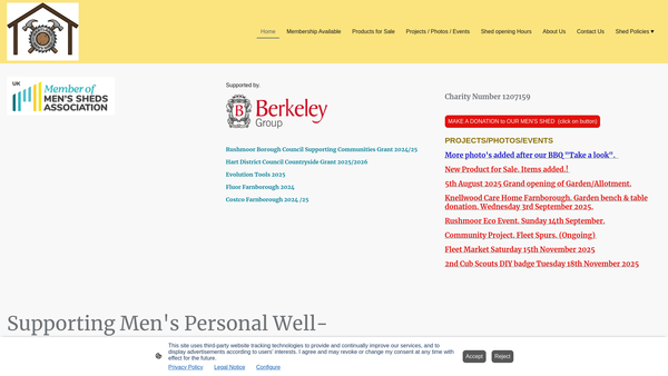 Screenshot of the Hartland Men's Shed Fleet website