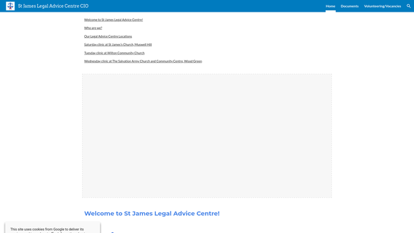 Screenshot of the St James Legal Advice Centre CIO website