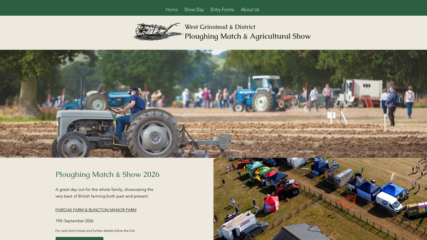 Screenshot of the West Grinstead & District Ploughing & Agricultural Society website