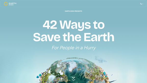 Screenshot of the Earth 2050 website