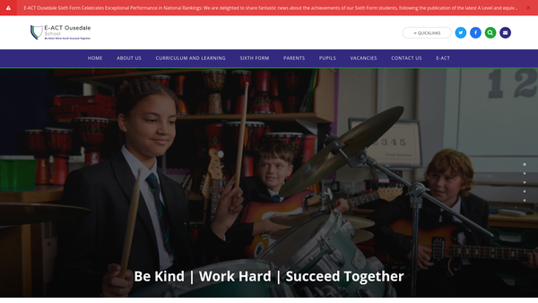 Screenshot of the Ousedale School Parent Teacher Association website