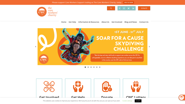 Screenshot of the Care Workers Support website