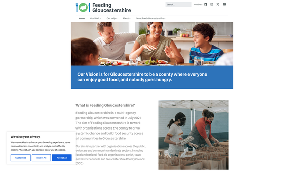Screenshot of the Feeding Gloucestershire website
