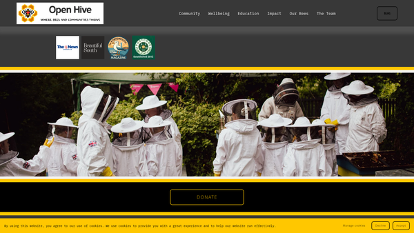 Screenshot of the Open Hive website