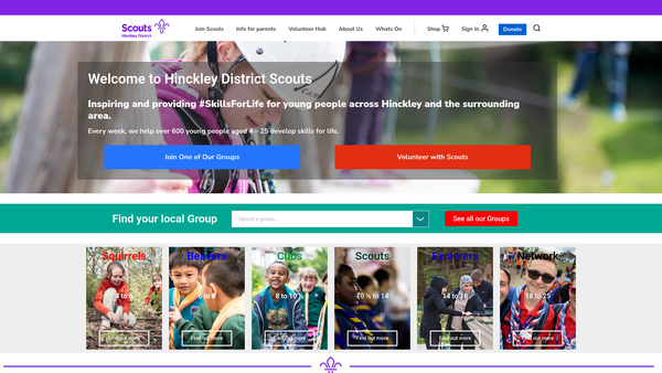 Screenshot of the 1st Britannia Scout Group website