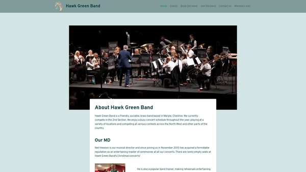 Screenshot of the Hawk Green Band website