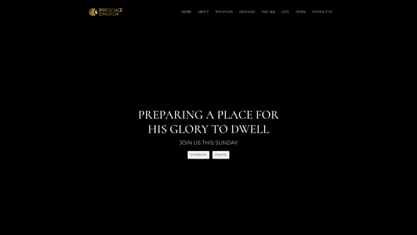 Screenshot of the Presence Church (Stoke-On-Trent) website