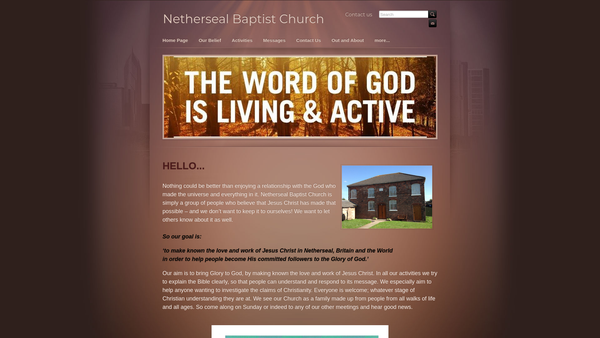 Screenshot of the Netherseal Baptist Church website