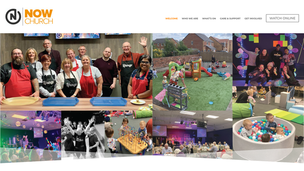Screenshot of the Now Church website