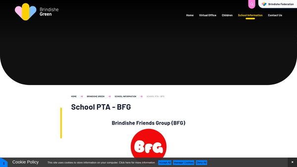 Screenshot of the Brindishe Friends Group (Bfg) website