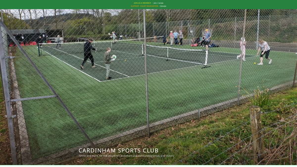 Screenshot of the Cardinham Sports Club website