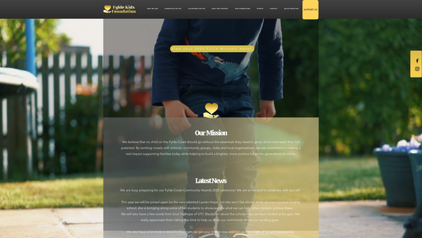 Screenshot of the Fylde Kids Foundation website