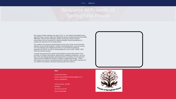 Screenshot of the Friends Of Springfield House website