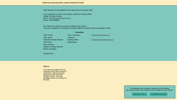 Screenshot of the Heath Citizens Association Cardiff website