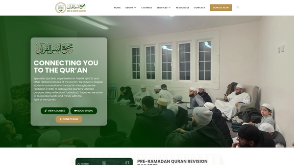 Screenshot of the Companion Of The Qur'an website