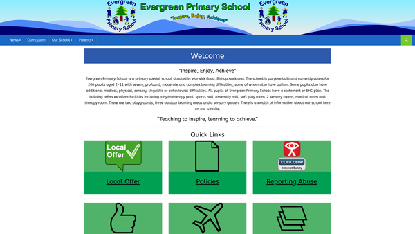 Screenshot of the Evergreen Pcta website