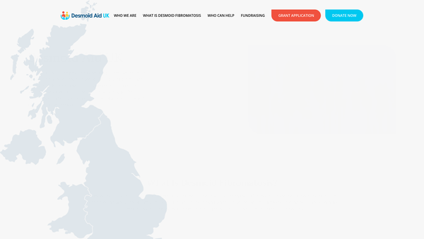 Screenshot of the Desmoid Aid UK website