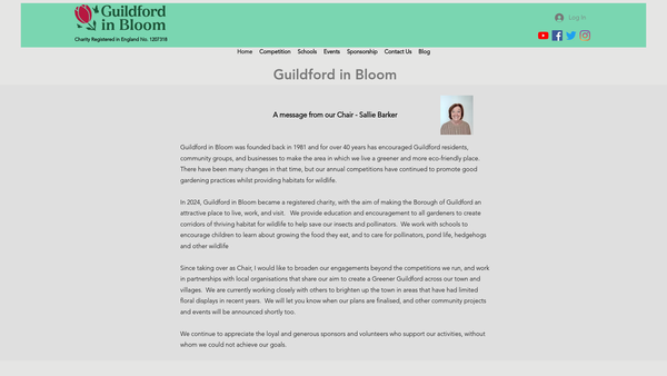 Screenshot of the Guildford In Bloom website