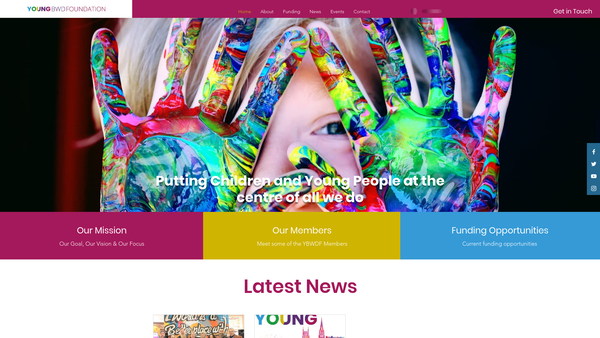 Screenshot of the Young Bwd Foundation website