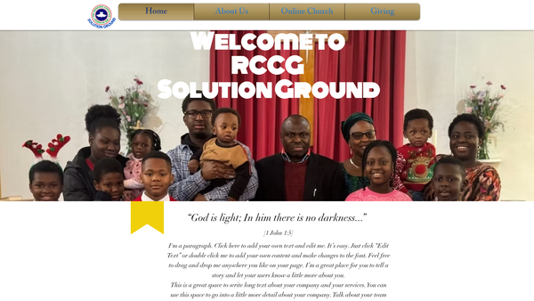 Screenshot of the The Redeemed Christian Church Of God (Rccg) Solution Ground Parish website