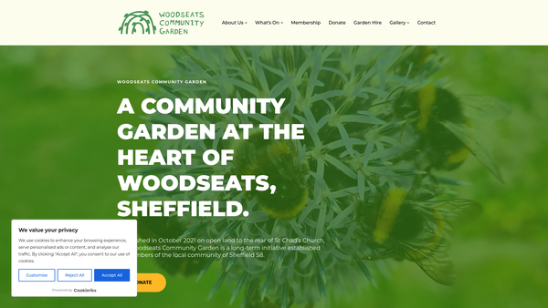 Screenshot of the Woodseats Community Garden website